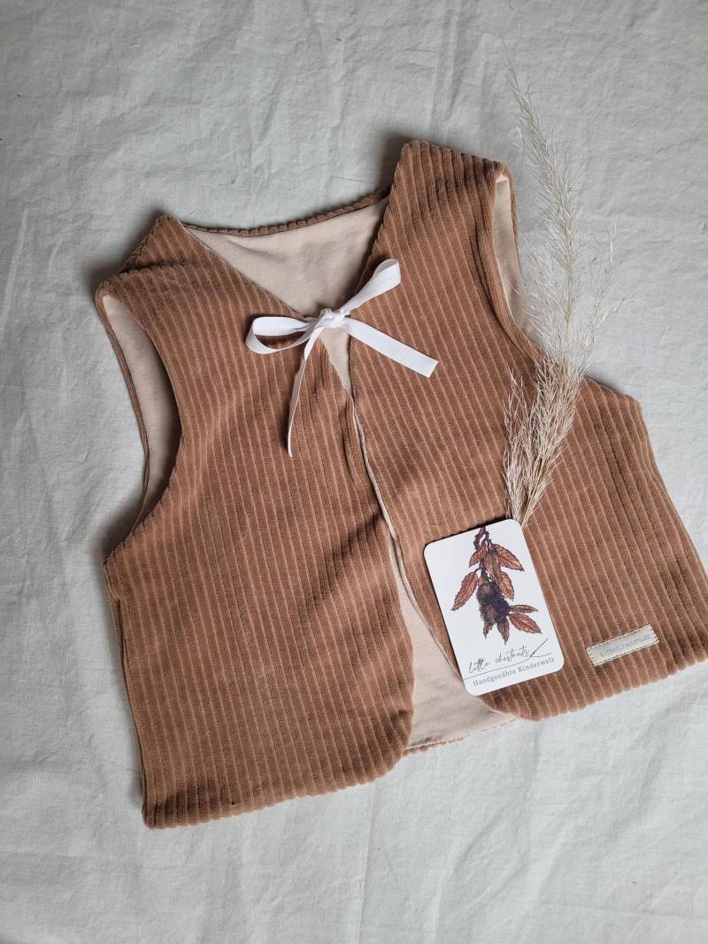 Weste Für Kinder - 74 164 Aus Cordnick | Bio, Gefüttert Mit Bio-Baumwolljersey Braun von LittleChestnuts