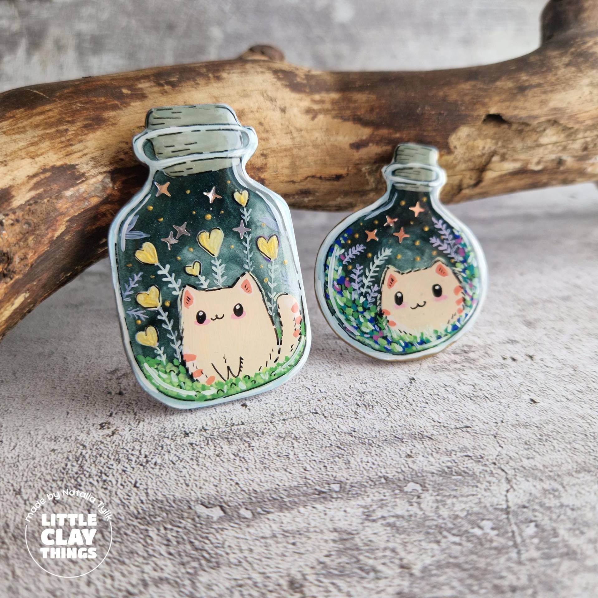 Brosche Kätzchen in Flasche Polymer Clay Katzen Anstecknadel Brosche Kätzchen in Flasche Polymer Clay Katzen Anstecknadel von LittleClayThings191