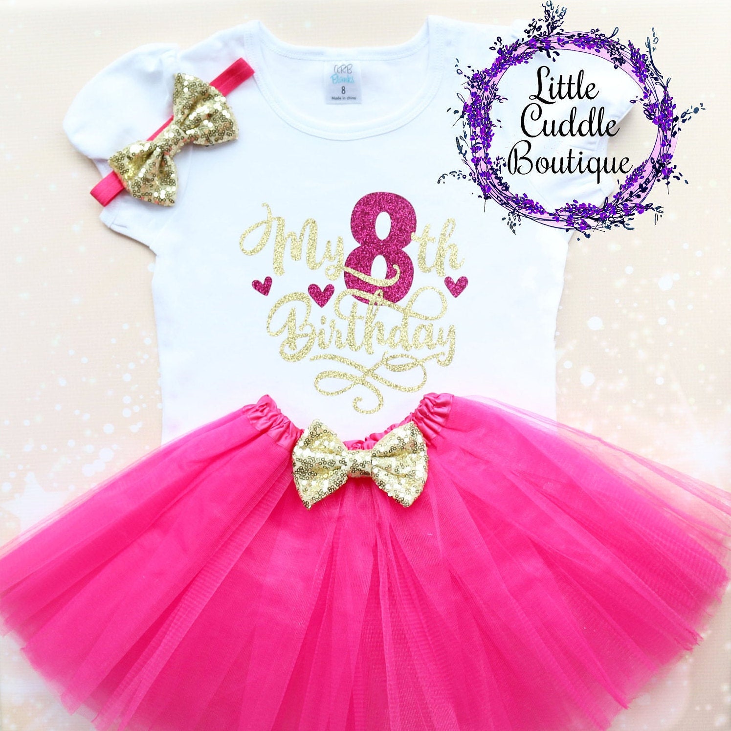 Mein 8. Geburtstag Tütü Outfit, Kleinkind Mädchen 8 Jahre Alt Shirt, Acht Party, Eight & Great von LittleCuddleBoutique