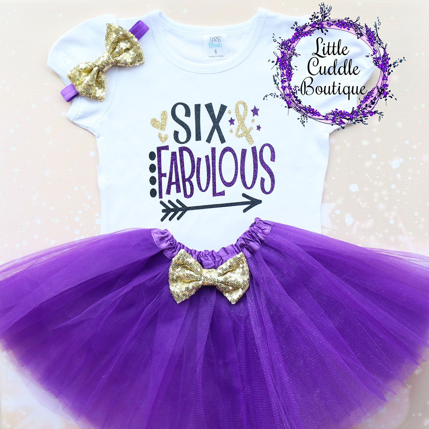 Sechs & Fabelhafte Tutu Outfit Zum 6. Geburtstag, Kleinkind-Mädchen-Geburtstags-Outfit, 6-Jähriges Geburtstags-Outfit, Geburtstag-Shirt, Sechs von LittleCuddleBoutique