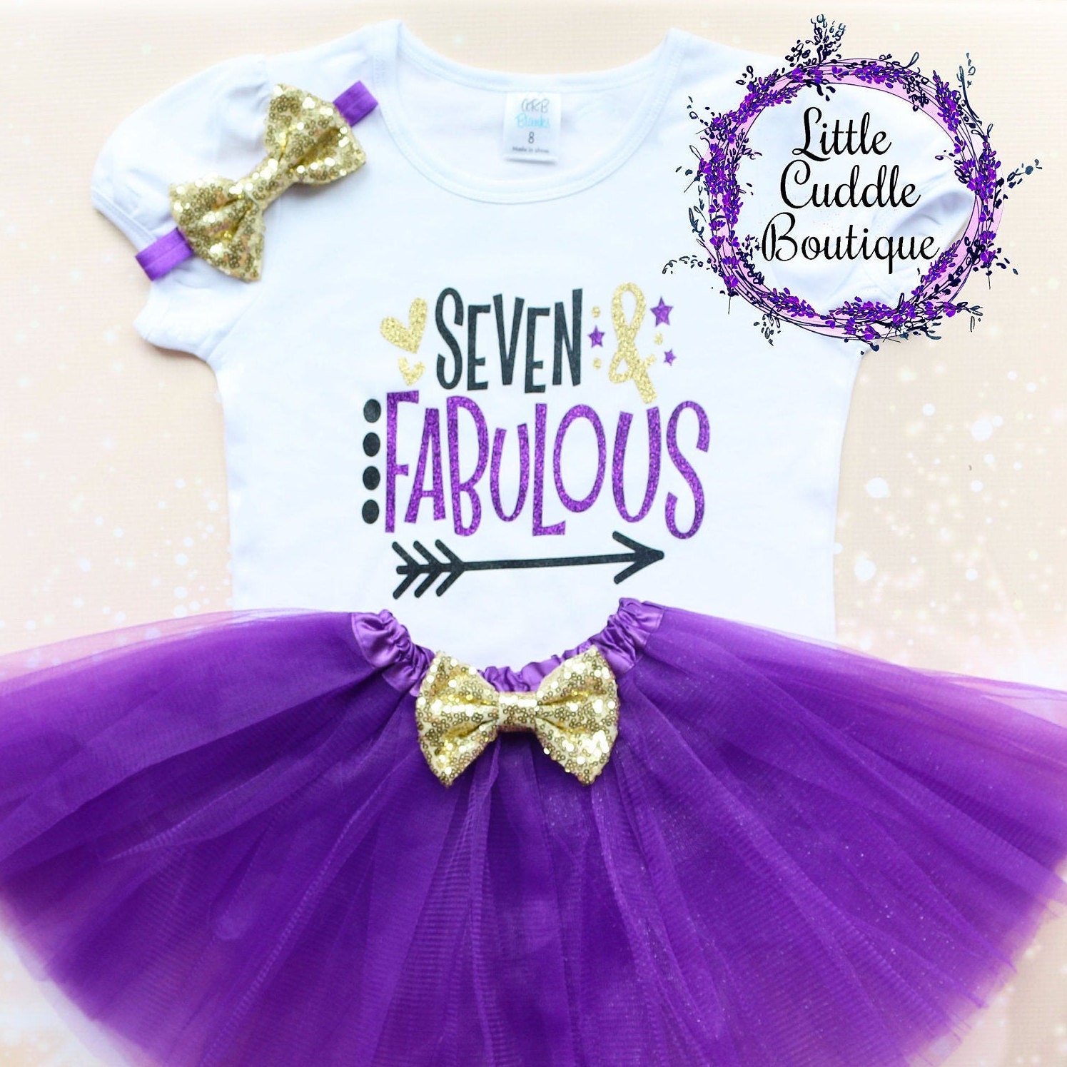 Seven & Fabulous Geburtstag Tütü Outfit, 7. Mädchen 7 Jahre Shirt, Year Old Party, Seven von LittleCuddleBoutique