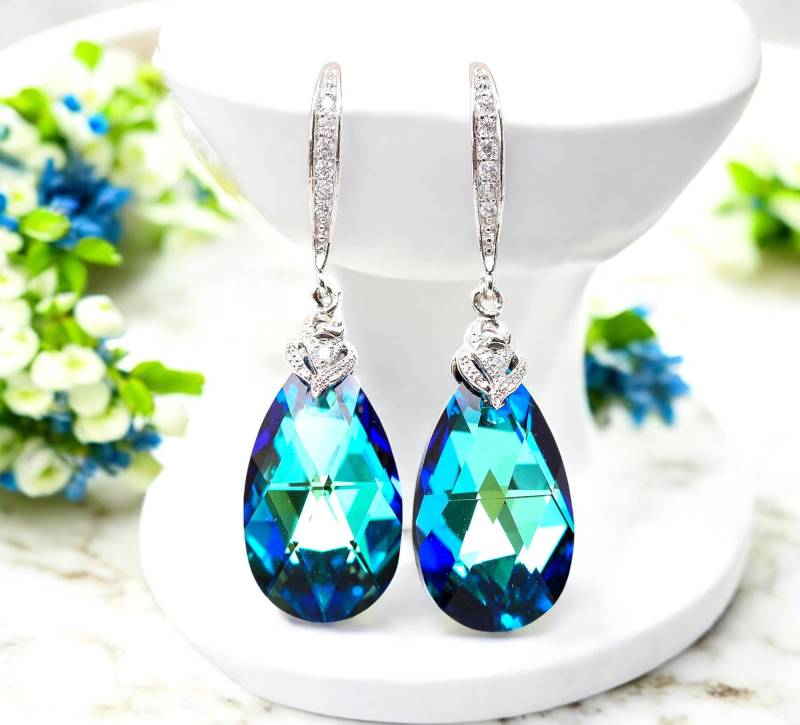 Blaue Ohrringe Pfau Brautjungfer Braut Marine Hochzeitsgeschenk Für Sie Bb32H von LittleDesirezJewelry