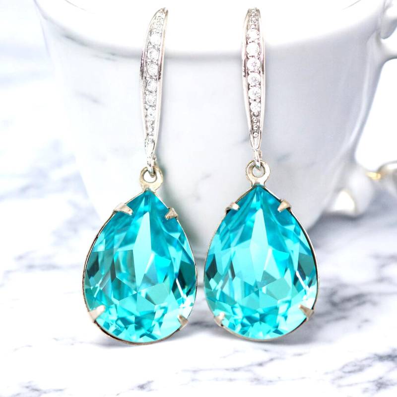 Blaue Ohrringe Türkis Teal Blau Ohrring Brautjungfer Geschenk Braut Für Sie Tq31H von LittleDesirezJewelry