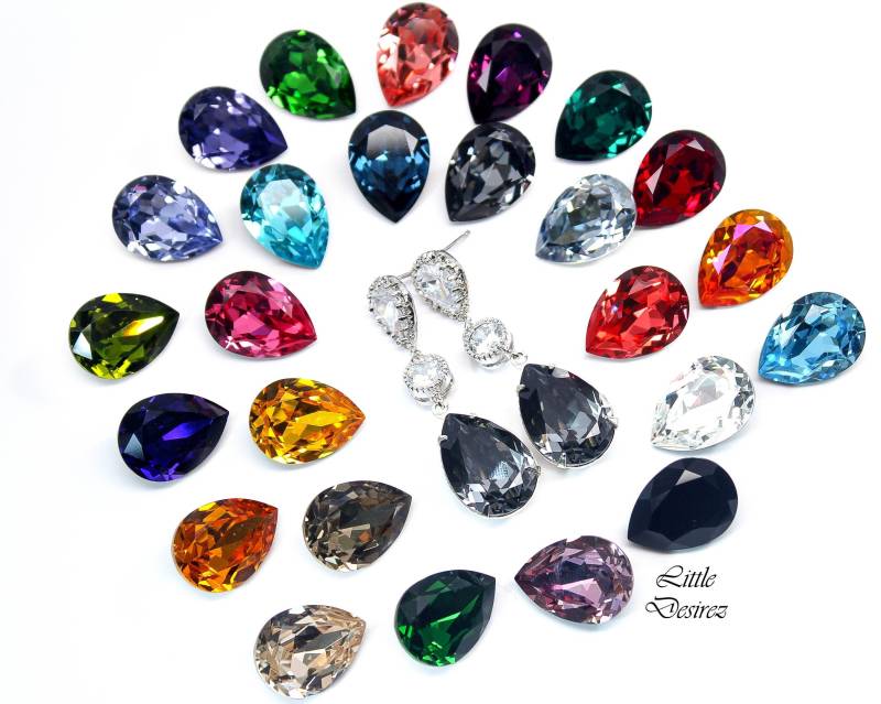 Lange Tropfen Ohrringe Kristall Brautjungfer Braut Hochzeit Cubic Zirconia Baumeln All31Pc von LittleDesirezJewelry