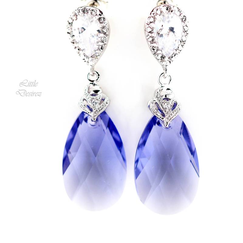 Lila Ohrringe Tansanit Kristall Brautjungfer Schmuck Lavendel Tz32P von LittleDesirezJewelry