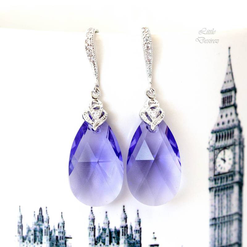 Lila Ohrringe Tansanit Lila Kristall Lavendel Flieder Brautjungfer Licht Schmuck Tz32H von LittleDesirezJewelry