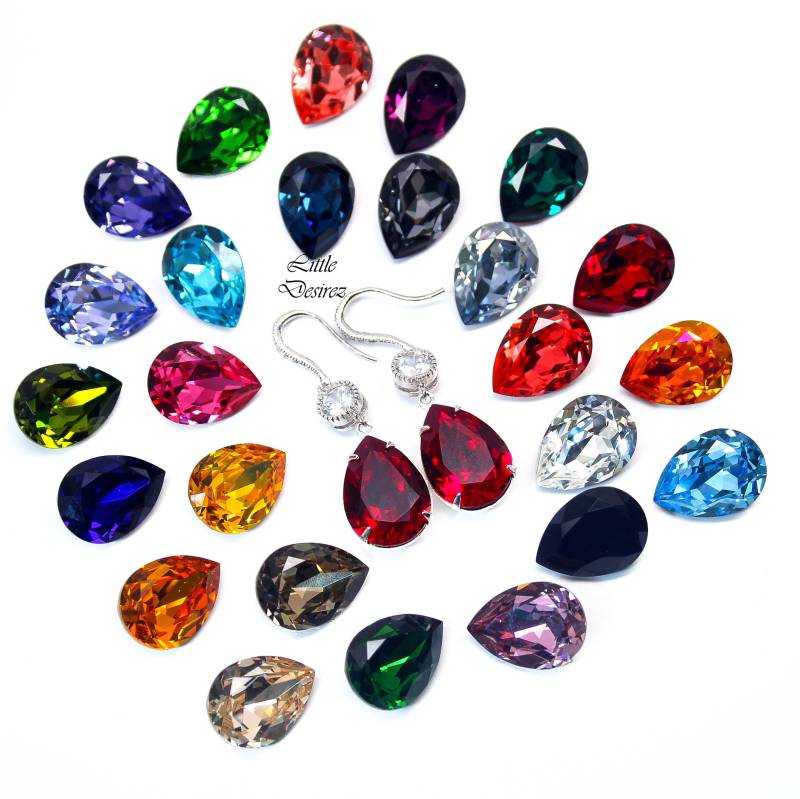 Wählen Sie Ihre Farbe Kristall Ohrringe Teardrop Brautjungfer Geschenk Braut Hochzeitsschmuck Sterling Silber All31H von LittleDesirezJewelry