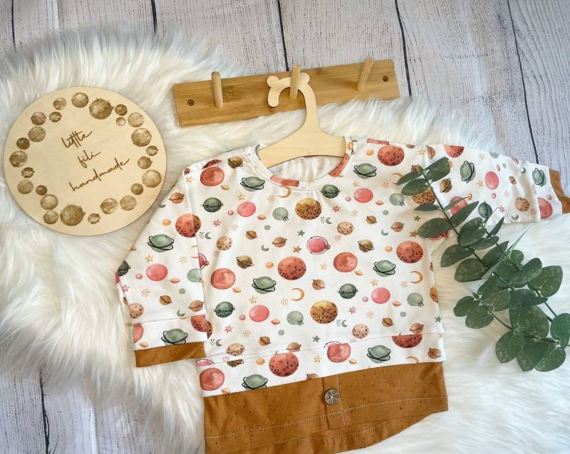 Sofortkauf Langarm Lagenshirt Planeten Gr. 80 von LittleFiliHandmade