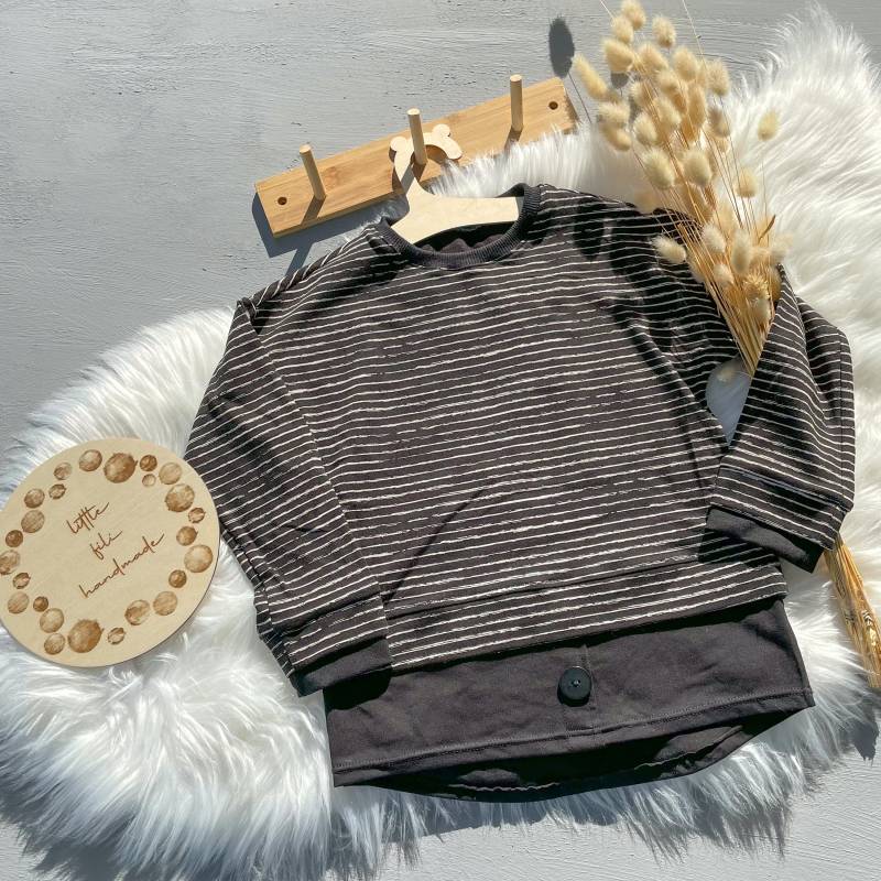 Sofortkauf Langarm Lagenshirt Schwarz Weiß Streifen Gr. 116 von LittleFiliHandmade