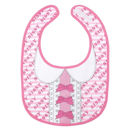 LittleForBig Baumwoll Wasserdichtes Babydoll Bedrucktes Erwachsenen Lätzchen mit Verstellbarem Klettverschluss - Hübsches Rosa Sissy Lätzchen von LittleForBig