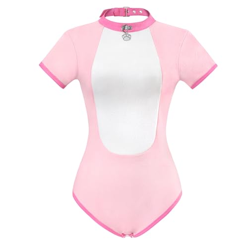 LittleForBig Baumwolle Kragen Strampler Onesie Pyjamas Bodysuit – Hübsches Haustier Strampler Rosa XL von LittleForBig