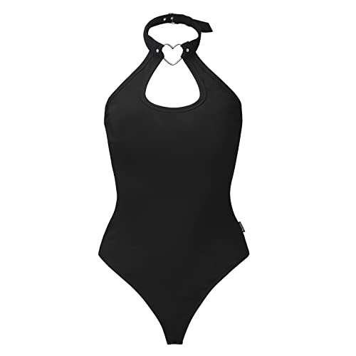 LittleForBig Baumwolle Strampler Herzensbrecher Halsband Onesie Tanga Bodysuit Schwarz L von LittleForBig