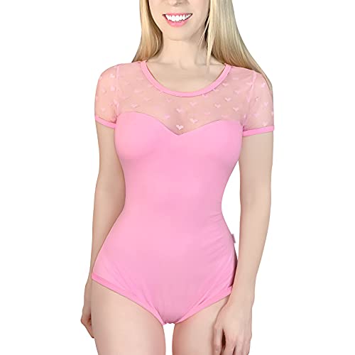 LittleForBig Baumwolle Strampler Onesie Pyjamas Bodysuit –Candy Hearts Rosa S von LittleForBig
