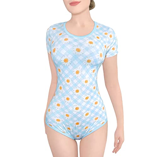 LittleForBig Baumwolle Strampler Onesie Pyjamas Bodysuit-Cottagecore Sonnenblume Strampler Blau S von LittleForBig