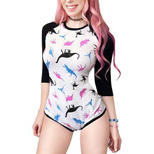 LittleForBig Baumwolle Strampler Onesie Pyjamas Bodysuit-Dinosaurier Baseball Raglan Ärmel Schwarz M von LittleForBig