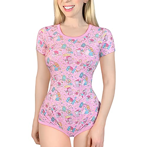LittleForBig Baumwolle Strampler Onesie Pyjamas Bodysuit –Einhorn Träume Strampler Rosa XXXL von LittleForBig