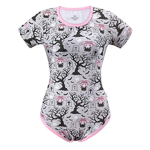 LittleForBig Baumwolle Strampler Onesie Pyjamas Bodysuit-Feeling Stabby Usagi Strampler Rosa XS von LittleForBig