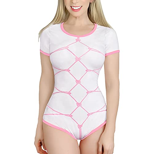 LittleForBig Baumwolle Strampler Onesie Pyjamas Bodysuit –Gebundene Cutie Rosa XXXXL von LittleForBig