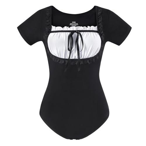 LittleForBig Baumwolle Strampler Onesie Pyjamas Bodysuit – Klassisch Lolita Strampler Schwarz XXXL von LittleForBig