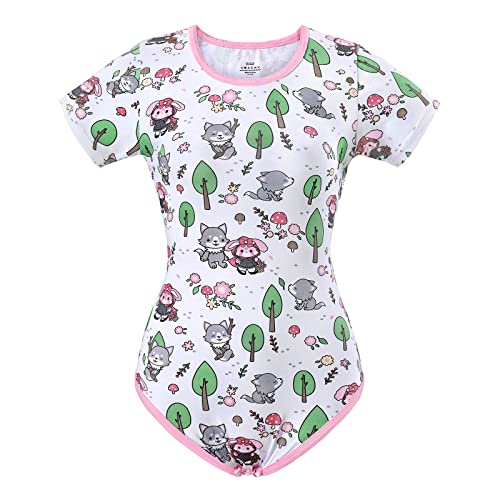 LittleForBig Baumwolle Strampler Onesie Pyjamas Bodysuit-Kleines Rot & Wolf Strampler Rosa L von LittleForBig