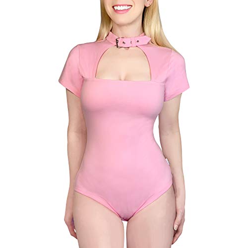 LittleForBig Baumwolle Strampler Onesie Pyjamas Bodysuit-Kragen Rosa XXL von LittleForBig