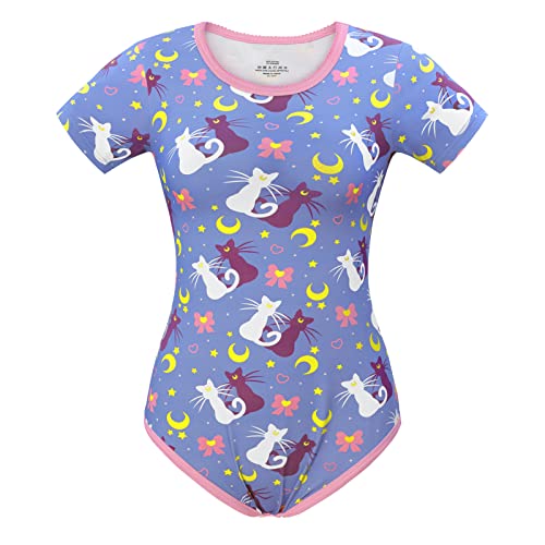 LittleForBig Baumwolle Strampler Onesie Pyjamas Bodysuit-Luna Moon Strampler Rosa XXXL von LittleForBig