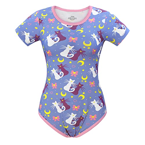 LittleForBig Baumwolle Strampler Onesie Pyjamas Bodysuit-Luna Moon Strampler Rosa XXXXL von LittleForBig
