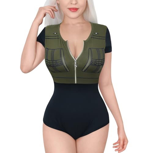 LittleForBig Baumwolle Strampler Onesie Pyjamas Bodysuit – Ninja Babe Cosplay Strampler Grün L von LittleForBig