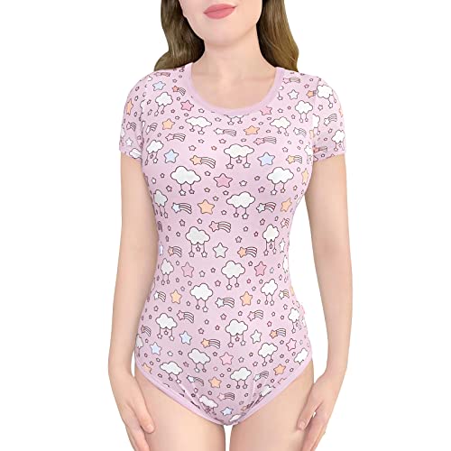 LittleForBig Baumwolle Strampler Onesie Pyjamas Bodysuit-Pastellhimmel Strampler Rosa XXXL von LittleForBig