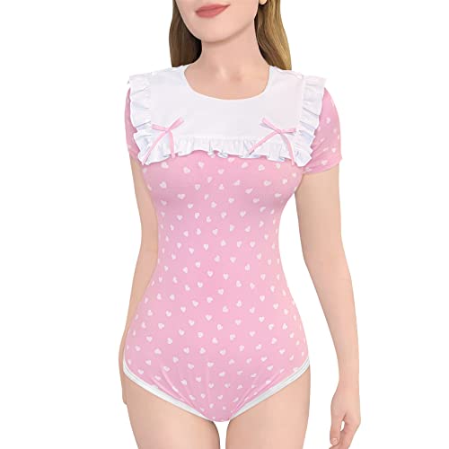 LittleForBig Baumwolle Strampler Onesie Pyjamas Bodysuit - Precious Geraffte Schleife Lätzchen Strampler Rosa XS von LittleForBig