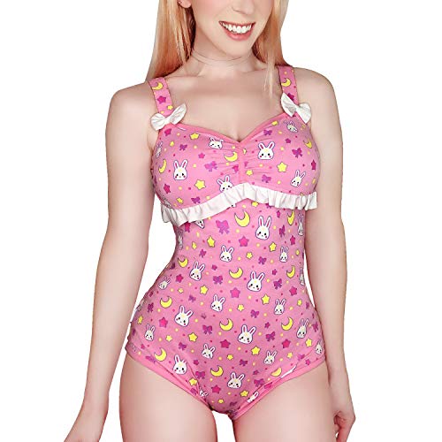 LittleForBig Baumwolle Strampler Onesie Pyjamas Bodysuit –Usagi Moon Rosa XL von LittleForBig