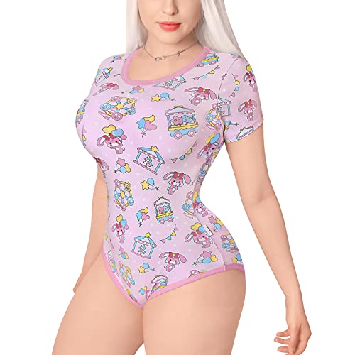 LittleForBig Baumwolle Strampler Onesie Pyjamas Bodysuit-Usagi Pastell Zirkus Strampler Rosa XL von LittleForBig