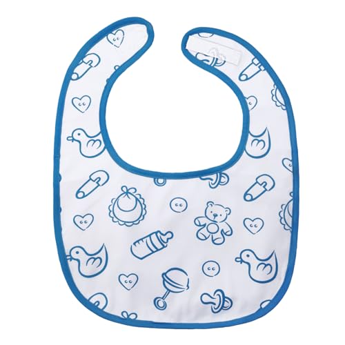 LittleForBig Baumwolle Wasserdichtes Babydoll Bedruckt Erwachsene Lätzchen mit Verstellbarem Klettverschluss - Kindergarten Blau Erwachsene Lätzchen von LittleForBig