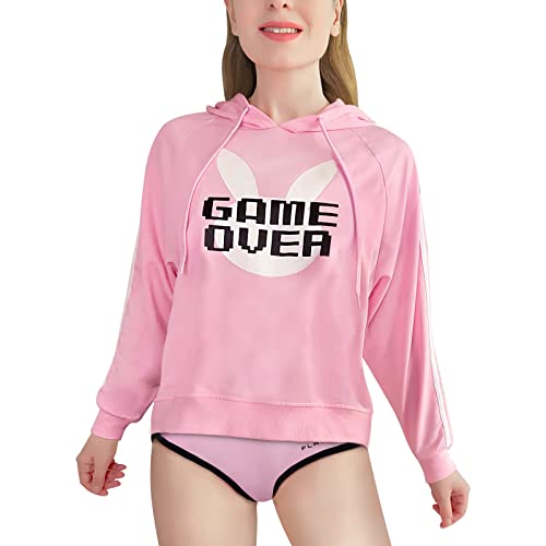 LittleForBig Damen Bunnywatch Cosplay Gaming Lässig Regular Fit Langer Ärmel Kordelzug Hoodie Jacke Rosa XL von LittleForBig