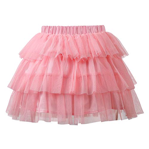 LittleForBig Damen Mesh Tüll Puffy Petticoat Tutu Ballett Bubble Rock Kurzer Ballerina Rock Rosa L von LittleForBig