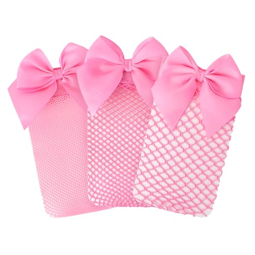 LittleForBig Damen Schleife Netz Mesh Knöchelsocken - 3 Paare Rosa von LittleForBig