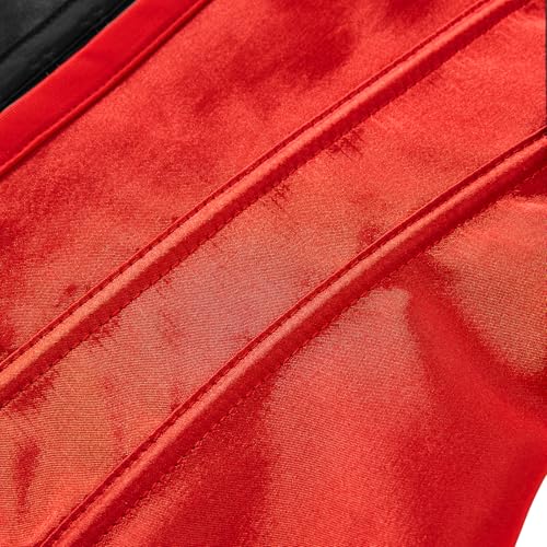 LittleForBig Damen Spitze Überbrust Korsett mit Schnürung Vollbrust Korsage Bustier Bodyshaper Top Rot L von LittleForBig