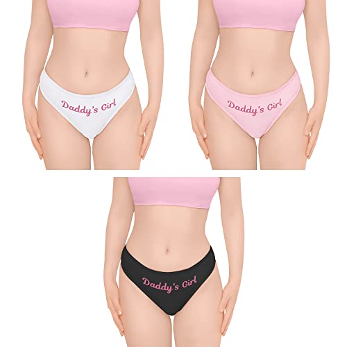 LittleForBig Damen Weich Baumwolle Unterwäsche Bequemer Hipster Slip 3er Pack Tanga Slips -Daddy's Girl L von LittleForBig