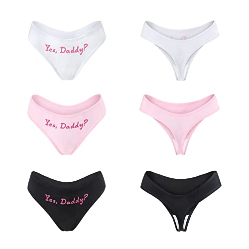 LittleForBig Damen Weich Baumwolle Unterwäsche Bequemer Hipster Slip 3er Pack Tanga Slips -Yes Daddy L von LittleForBig