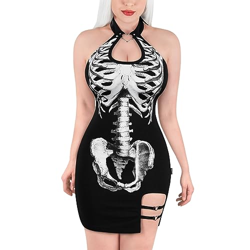 LittleForBig Frauen Baumwolle Overall Skelly Babe Collared Bodycon Mini Kleid Rock Schwarz M von LittleForBig