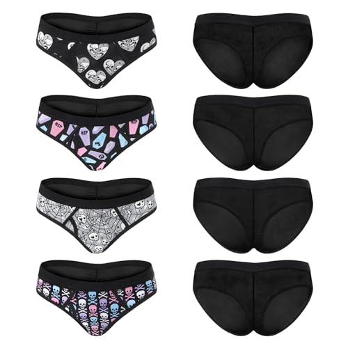 LittleForBig Frauen Damen Soft Mesh Unterwäsche Komfortable Hipster Briefs Goth Babe 4 Pack Höschen Set Schwarz XXXXL von LittleForBig