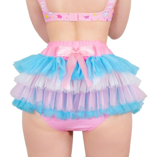 LittleForBig Frauen Damen Weiche Mesh Unterwäsche Bequeme Hipster Slip Ballerina Tutu Rock Höschen Regenbogen S von LittleForBig