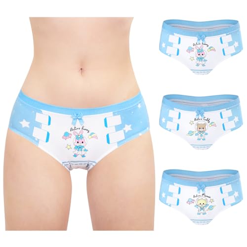 LittleForBig Frauen Damen Weicher Baumwolle Bequeme Hipster-Slips Astro Babies 'Oopsie' Potty Pants 3er Pack Höschen Set Blau XXL von LittleForBig