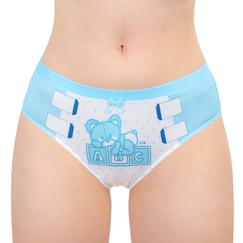 LittleForBig Frauen Damen Weicher Seidige Unterhose Bequeme Hipster-Slip Babydoll Potty Pants 'Oopsie' Töpfchen-Höschen Blau XL von LittleForBig