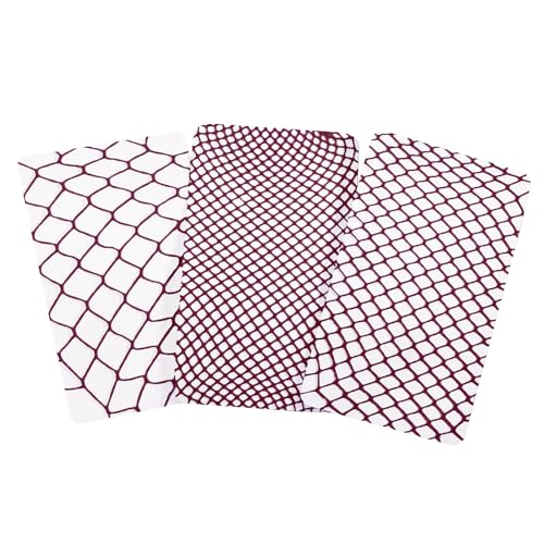 LittleForBig Hohe Taille Fischernetz Strumpfhosen Netzstrümpfe Netzstrumpfhose 3 Paare Burgunderrot von LittleForBig
