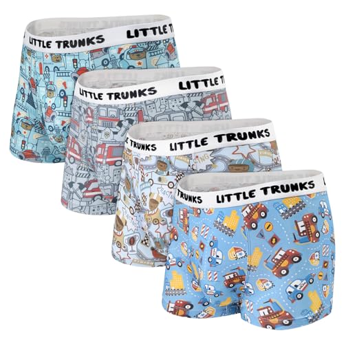 LittleForBig Männer Atmungsaktive Strapazierfähige Baumwoll Unterwäsche Feuchtigkeitsabtransport-Cars Little Trunks 4er Pack Boxershorts Set Mehrfarbig XXL von LittleForBig