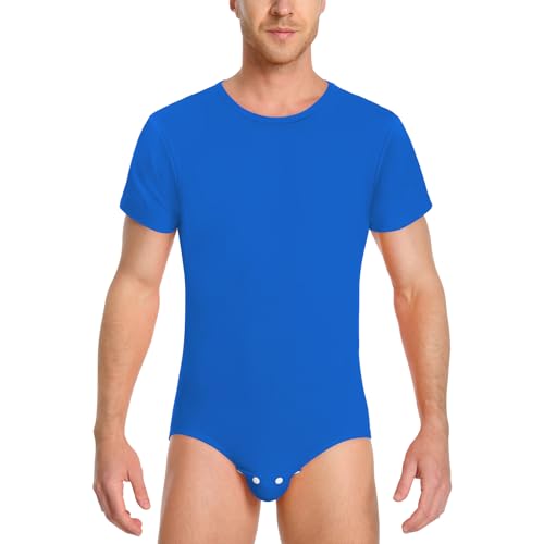 LittleForBig Männer Baumwolle Strampler Onesie Pyjamas Bodysuit - Entspannte Passform Basic Strampler Blau M von LittleForBig