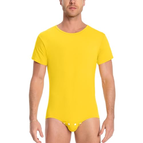 LittleForBig Männer Baumwolle Strampler Onesie Pyjamas Bodysuit - Entspannte Passform Basic Strampler Gelb XXXXL LittleForBig Männer Baumwolle Strampler Onesie Pyjamas Bodysuit - Entspannte Passform Basic Strampler Gelb XXXXL von LittleForBig