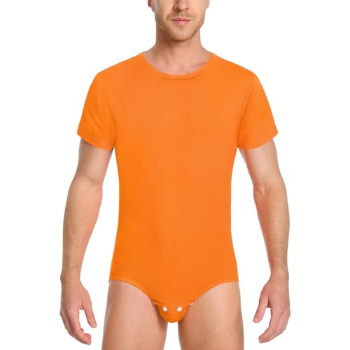 LittleForBig Männer Baumwolle Strampler Onesie Pyjamas Bodysuit - Entspannte Passform Basic Strampler Orange XXXXL von LittleForBig