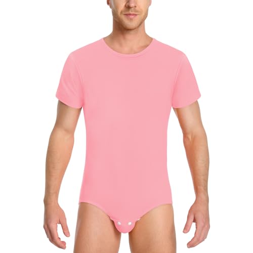 LittleForBig Männer Baumwolle Strampler Onesie Pyjamas Bodysuit - Entspannte Passform Basic Strampler Rosa M von LittleForBig